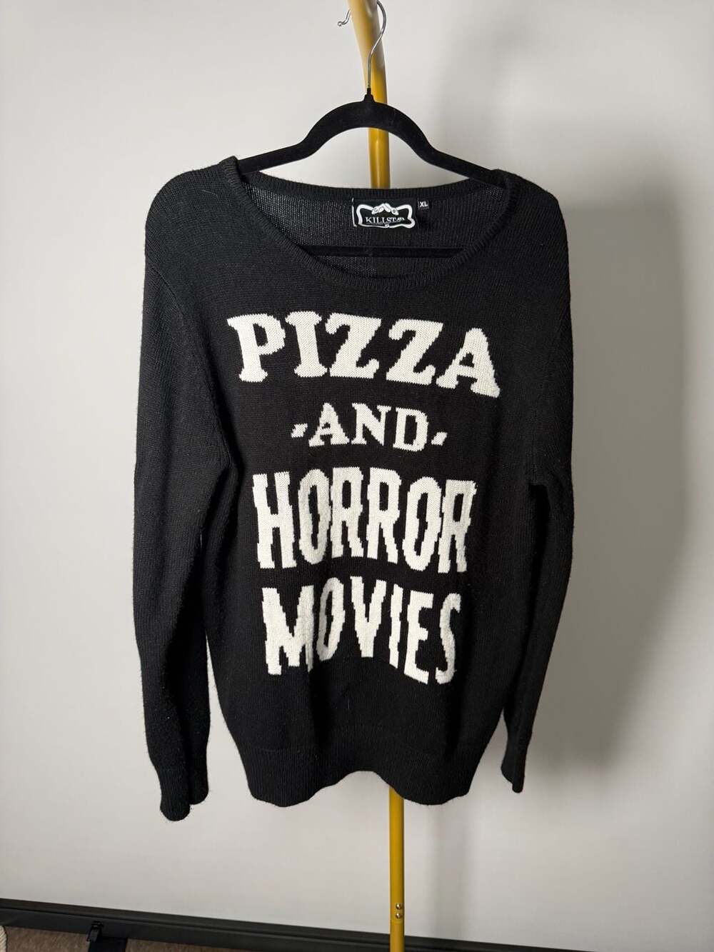 Killstar Pizza And Horror Movies Sweater XL Black Knit